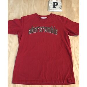 Abercrombie Kids Boy's Size XL Red Crew T-shirt Brown Embroidered Fast Shipping